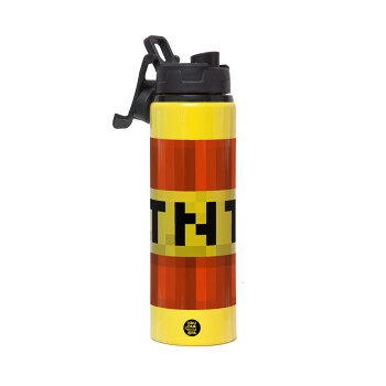 Minecraft TNT, Metallic water bottle with safety lid, 850ml aluminum