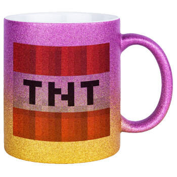 Minecraft TNT, Κούπα Χρυσή/Ροζ Glitter, κεραμική, 330ml