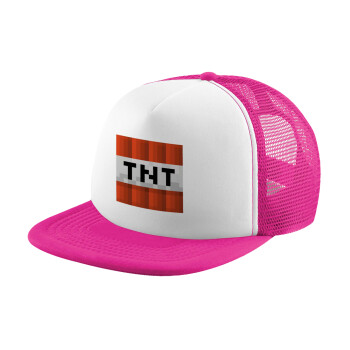 Minecraft TNT, Καπέλο Soft Trucker με Δίχτυ Pink/White 
