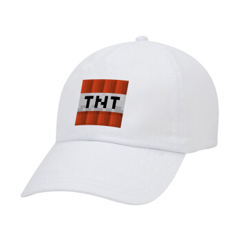 Minecraft TNT, Καπέλο ενηλίκων Jockey Λευκό (snapback, 5-φύλλο, unisex)