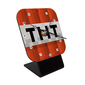 Minecraft TNT, Quartz Wooden table clock with hands (10cm)