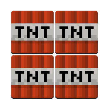 Minecraft TNT, ΣΕΤ 4 Σουβέρ ξύλινα τετράγωνα