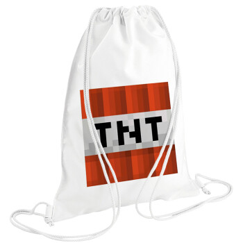 Minecraft TNT, Τσάντα πλάτης πουγκί GYMBAG λευκή (28x40cm)