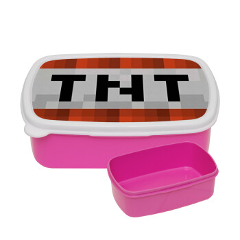 Minecraft TNT, ΡΟΖ παιδικό δοχείο φαγητού (lunchbox) πλαστικό (BPA-FREE) Lunch Βox M18 x Π13 x Υ6cm