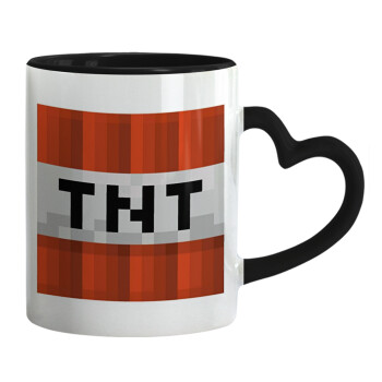 Minecraft TNT, Κούπα καρδιά χερούλι μαύρη, κεραμική, 330ml