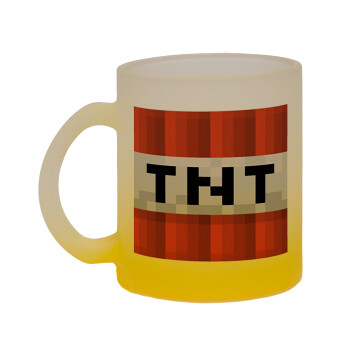 Minecraft TNT, Κούπα γυάλινη δίχρωμη με βάση το κίτρινο ματ, 330ml