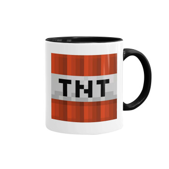 Minecraft TNT, Κούπα χρωματιστή μαύρη, κεραμική, 330ml