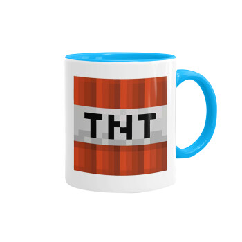 Minecraft TNT, Κούπα χρωματιστή γαλάζια, κεραμική, 330ml