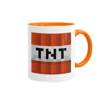 Minecraft TNT, Κούπα χρωματιστή πορτοκαλί, κεραμική, 330ml