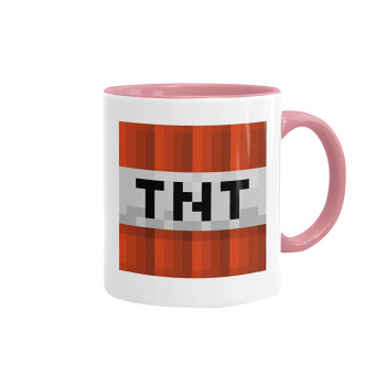 Minecraft TNT, Κούπα χρωματιστή ροζ, κεραμική, 330ml