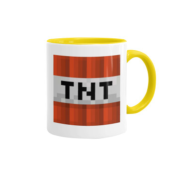 Minecraft TNT, Κούπα χρωματιστή κίτρινη, κεραμική, 330ml