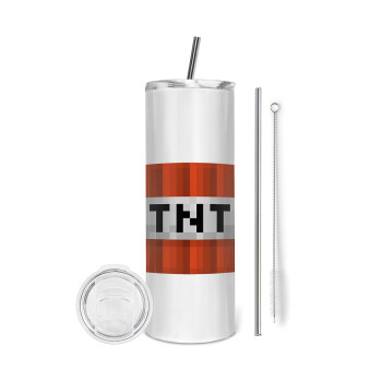 Minecraft TNT, Tumbler stainless steel 600ml, with metal straw & cleaning brush