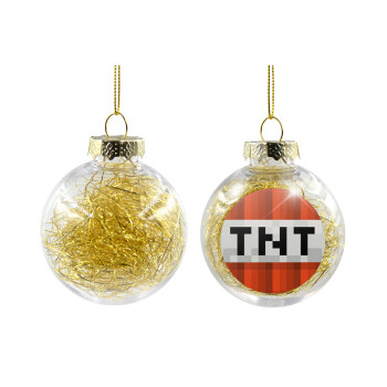 Minecraft TNT, Transparent Christmas tree ball ornament with gold filling 8cm
