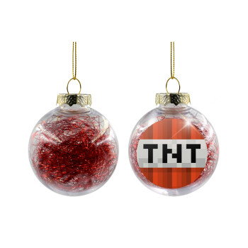 Minecraft TNT, Χριστουγεννιάτικη μπάλα δένδρου διάφανη με κόκκινο γέμισμα 8cm