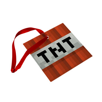 Minecraft TNT, Χριστουγεννιάτικο στολίδι γυάλινο τετράγωνο 9x9cm