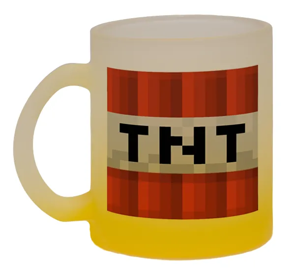 Minecraft TNT — Κούπα γυάλινη δίχρωμη με βάση το κίτρινο ματ, 330ml