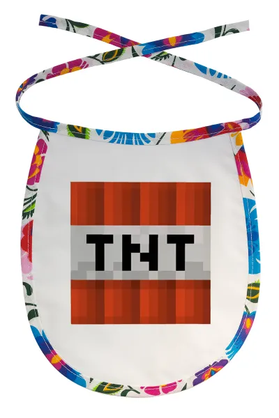 Minecraft TNT — Stain-resistant baby bib with tie, multicoloured