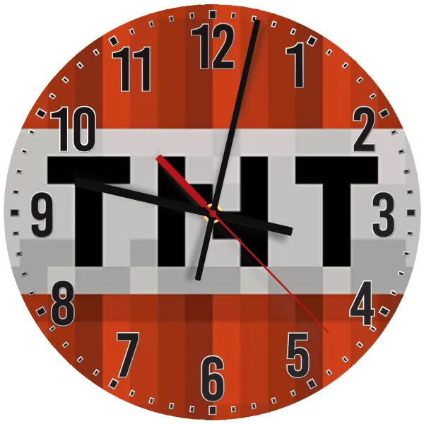 Minecraft TNT — Wooden wall clock (30cm)