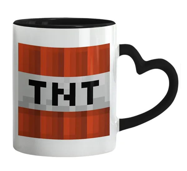 Minecraft TNT — Mug heart black handle, ceramic, 330ml
