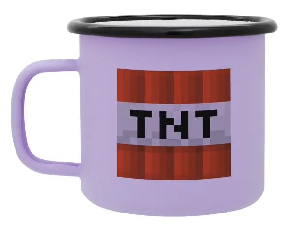 Minecraft TNT — Metal enamel mug, matte light pastel purple, 360ml