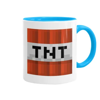 Minecraft TNT, Κούπα χρωματιστή γαλάζια, κεραμική, 330ml