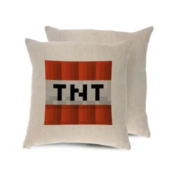 Minecraft TNT, Μαξιλάρι καναπέ ΛΙΝΟ 40x40cm περιέχεται το  γέμισμα