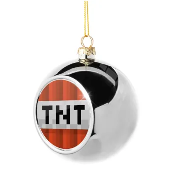 Minecraft TNT, Silver 8cm Christmas tree ball ornament