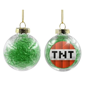 Minecraft TNT, Transparent Christmas tree ball ornament with green filling 8cm