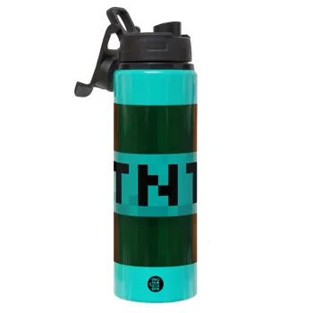 Minecraft TNT, Metallic water bottle with safety lid, 850ml aluminum