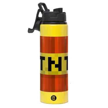 Minecraft TNT, Metallic water bottle with safety lid, 850ml aluminum