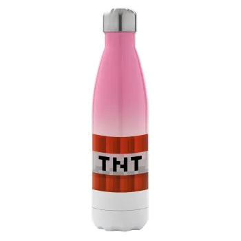 Minecraft TNT, Metal mug thermos Pink/White (Stainless steel), double wall, 500ml