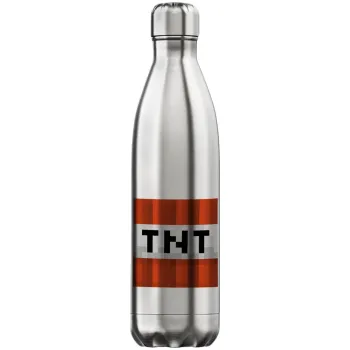 Minecraft TNT, Μεταλλικό παγούρι θερμός Inox (Stainless steel), διπλού τοιχώματος, 750ml