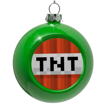 Minecraft TNT, Green Christmas tree ornament bauble 8cm