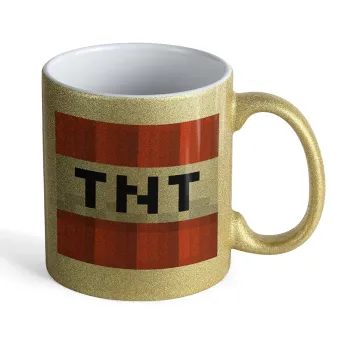 Minecraft TNT, Κούπα Χρυσή Glitter που γυαλίζει, κεραμική, 330ml