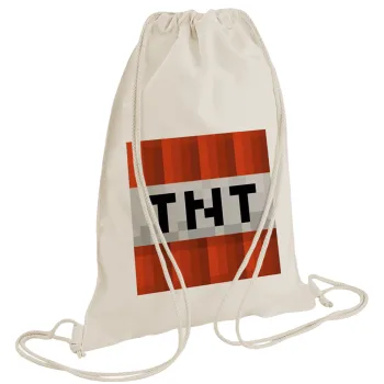 Minecraft TNT, Τσάντα πλάτης πουγκί GYMBAG natural (28x40cm)