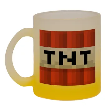 Minecraft TNT, Κούπα γυάλινη δίχρωμη με βάση το κίτρινο ματ, 330ml