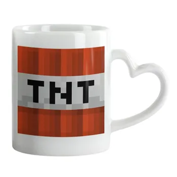 Minecraft TNT, Κούπα καρδιά χερούλι λευκή, κεραμική, 330ml