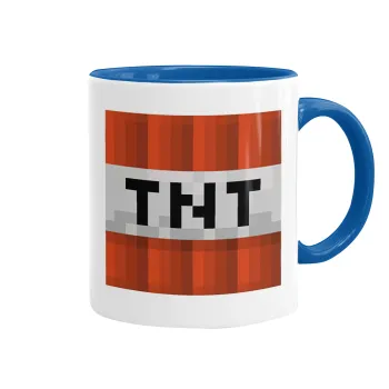 Minecraft TNT, Κούπα χρωματιστή μπλε, κεραμική, 330ml
