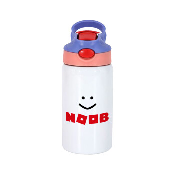 NOOB, Children's hot water bottle, stainless steel, with safety straw, pink/purple (350ml)