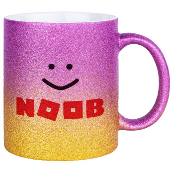 NOOB, Κούπα Χρυσή/Ροζ Glitter, κεραμική, 330ml