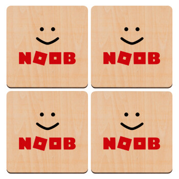 NOOB, ΣΕΤ x4 Σουβέρ ξύλινα τετράγωνα plywood (9cm)