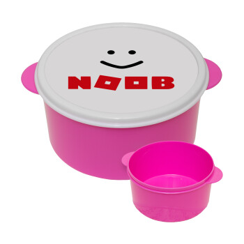 NOOB, ΡΟΖ παιδικό δοχείο φαγητού (lunchbox) πλαστικό (BPA-FREE) Lunch Βox M16 x Π16 x Υ8cm