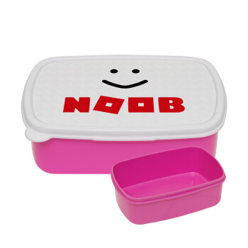 NOOB, ΡΟΖ παιδικό δοχείο φαγητού (lunchbox) πλαστικό (BPA-FREE) Lunch Βox M18 x Π13 x Υ6cm