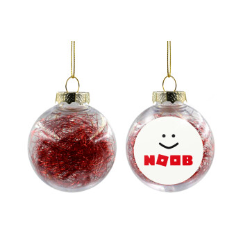 NOOB, Χριστουγεννιάτικη μπάλα δένδρου διάφανη με κόκκινο γέμισμα 8cm