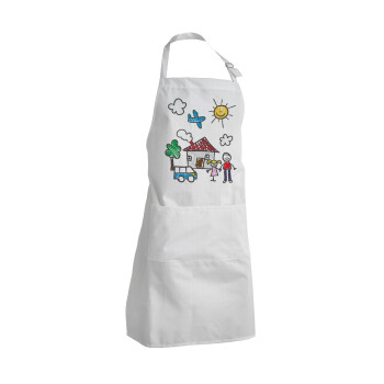 Children's drawing, Adult Chef Apron (with sliders and 2 pockets)