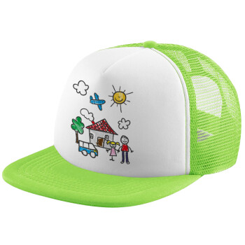 Παιδική ζωγραφιά, Καπέλο Soft Trucker με Δίχτυ Πράσινο/Λευκό