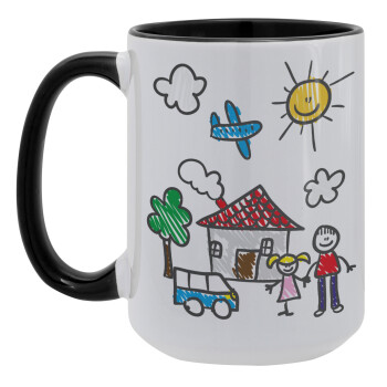 Children's drawing, Κούπα Mega 15oz, κεραμική Μαύρη, 450ml