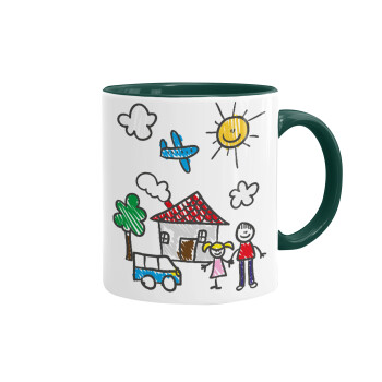 Children's drawing, Mug colored green, ceramic, 330ml