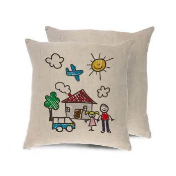 Children's drawing, Μαξιλάρι καναπέ ΛΙΝΟ 40x40cm περιέχεται το  γέμισμα
