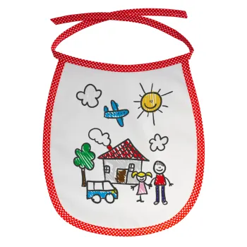 Children's drawing, Σαλιάρα μωρού αλέκιαστη με κορδόνι Κόκκινη